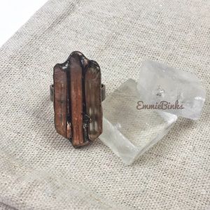 New Madagascar Quartz Vertical Tower / Crystal Point Statement Ring - Shield